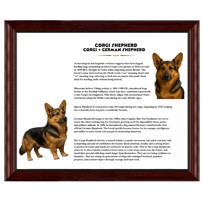 Heritage History Portrait Collection-Mixed Dog Breeds Display of a Labrabull and history in a 16x20 black frame