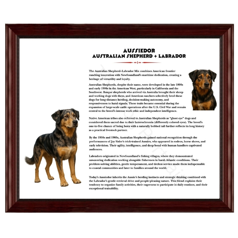 Aussiedor (Australian Shepherd + Labrador)-Heritage History Dog Breed Portrait