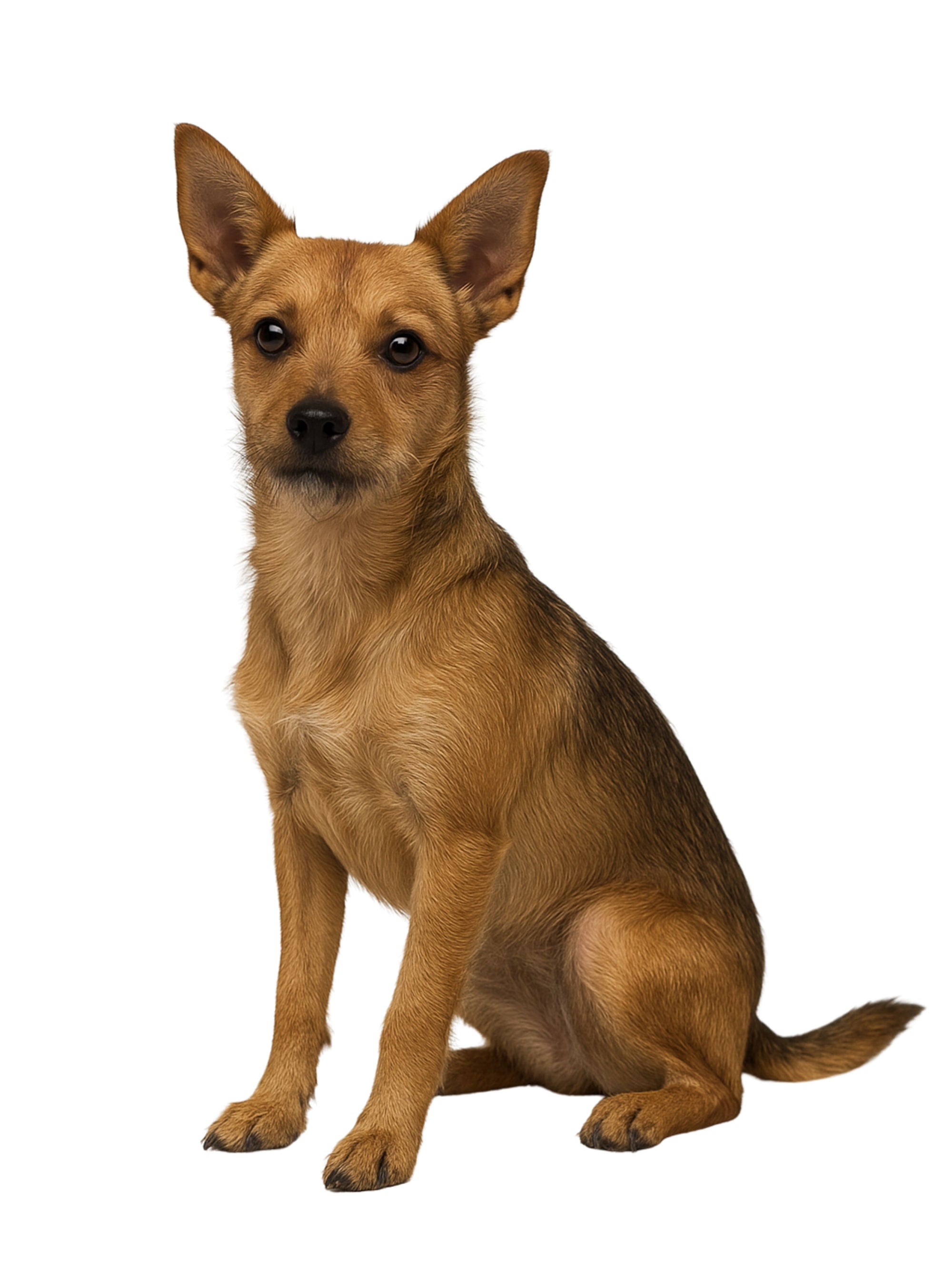  Chi-Terrier (Chihuahua+Terrier)-Heritage History Dog Breed Portrait-SITTING