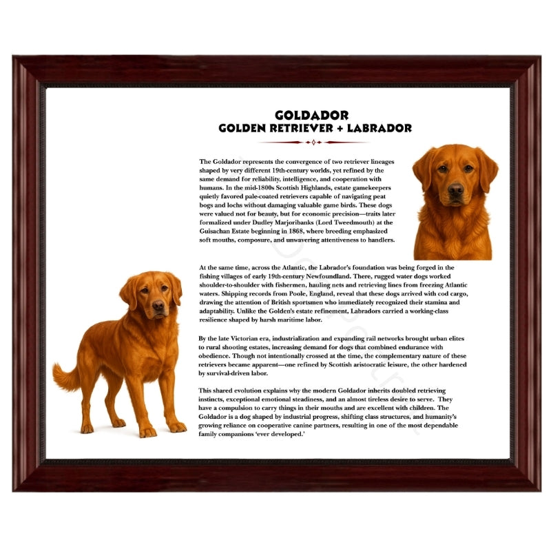 Goldador (Golden Retriever + Labrador)-Heritage History Dog Breed Portrait
