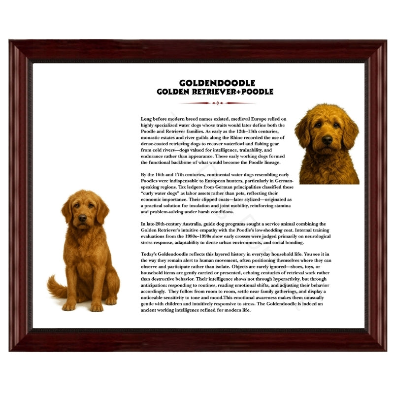 Goldendoodle (Golden Retriever + Poodle)-Heritage History Dog Breed Portrait
