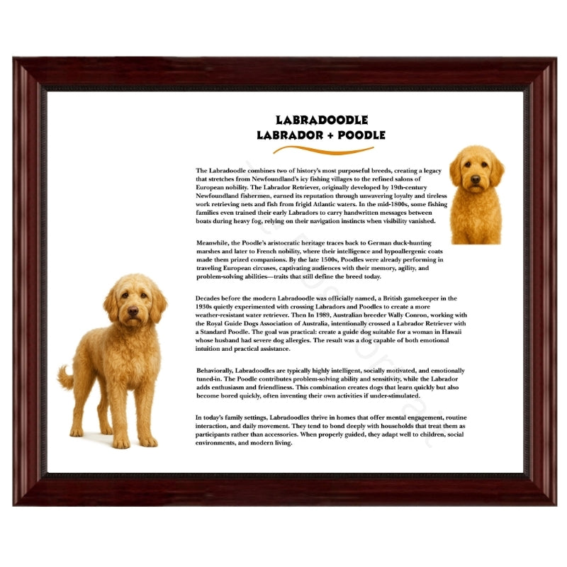 Labradoodle (Labrador + Poodle)-Heritage History Dog Breed Portrait