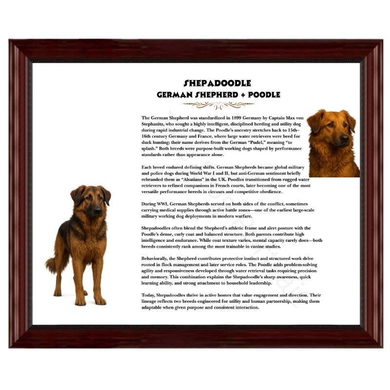 Shepadoodle (German Shepherd + Poodle)-Heritage History Dog Breed Portrait