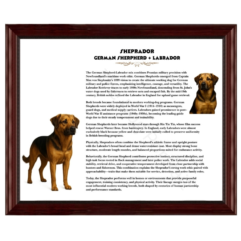 Sheprador (German Shepherd + Labrador)-Heritage History Dog Breed Portrait
