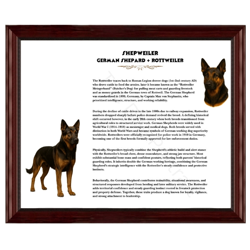 Shepweiler (German Shepherd + Rottweiler)-Heritage History Dog Breed Portrait